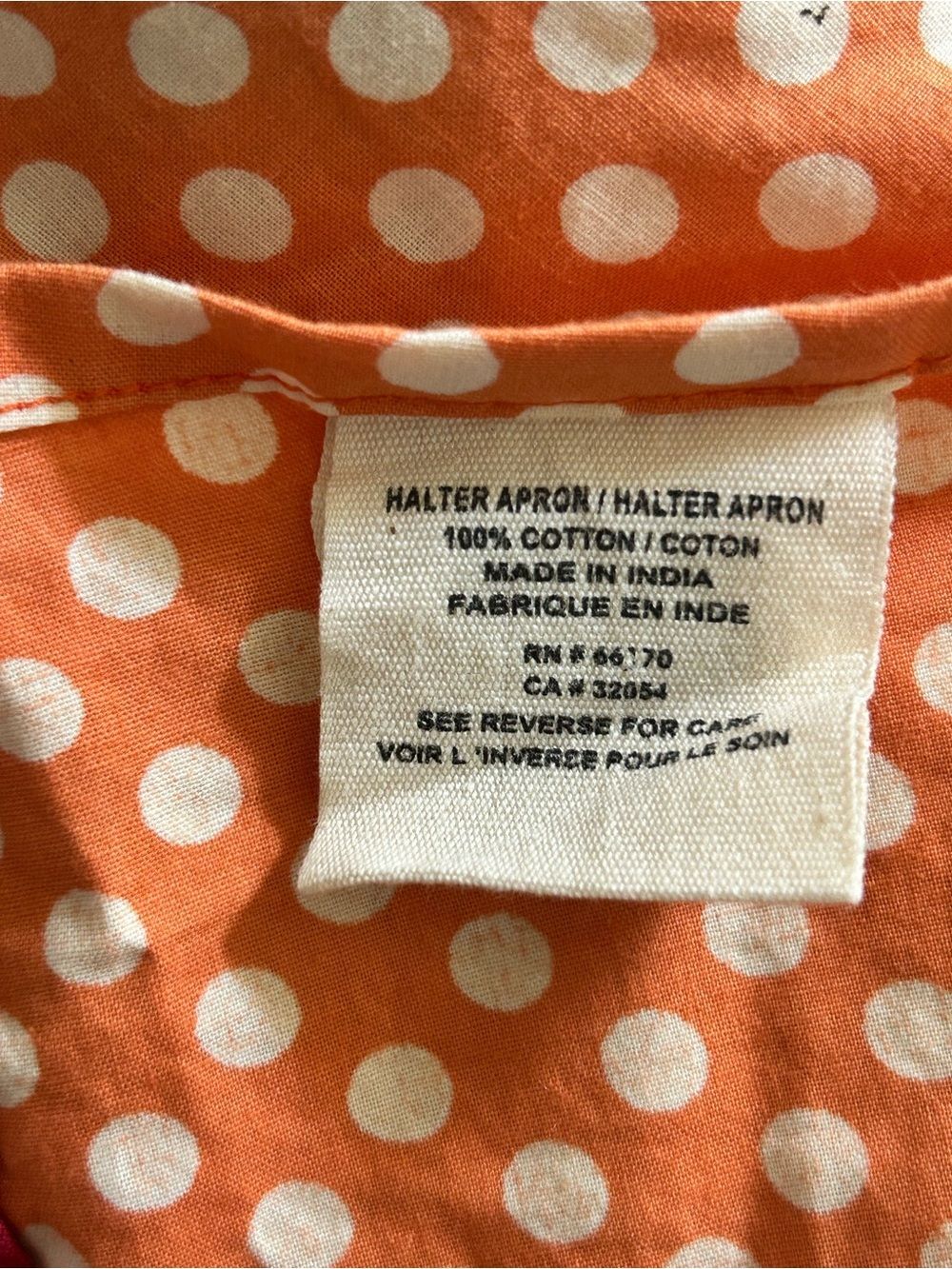Anthropologie Floral Polka Dot Apron - Orange & Red - Picture 5 of 6